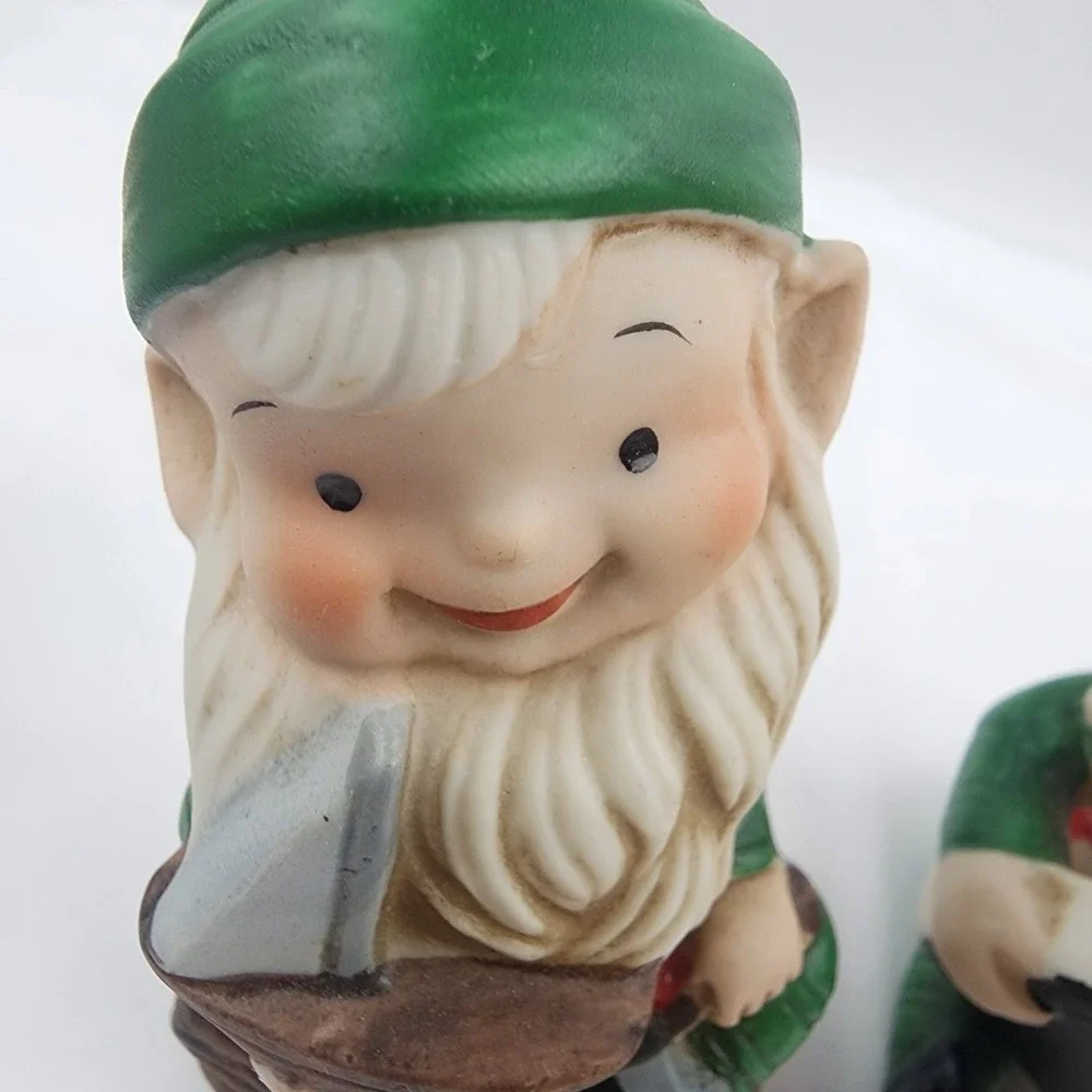 Vtg. Homco Christmas Elves Set of 3 Porcelain Figurines #5205 Taiwan Granny Core